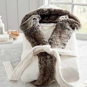 NWT NEW POTTERY BARN Faux Fur Ombre Robe